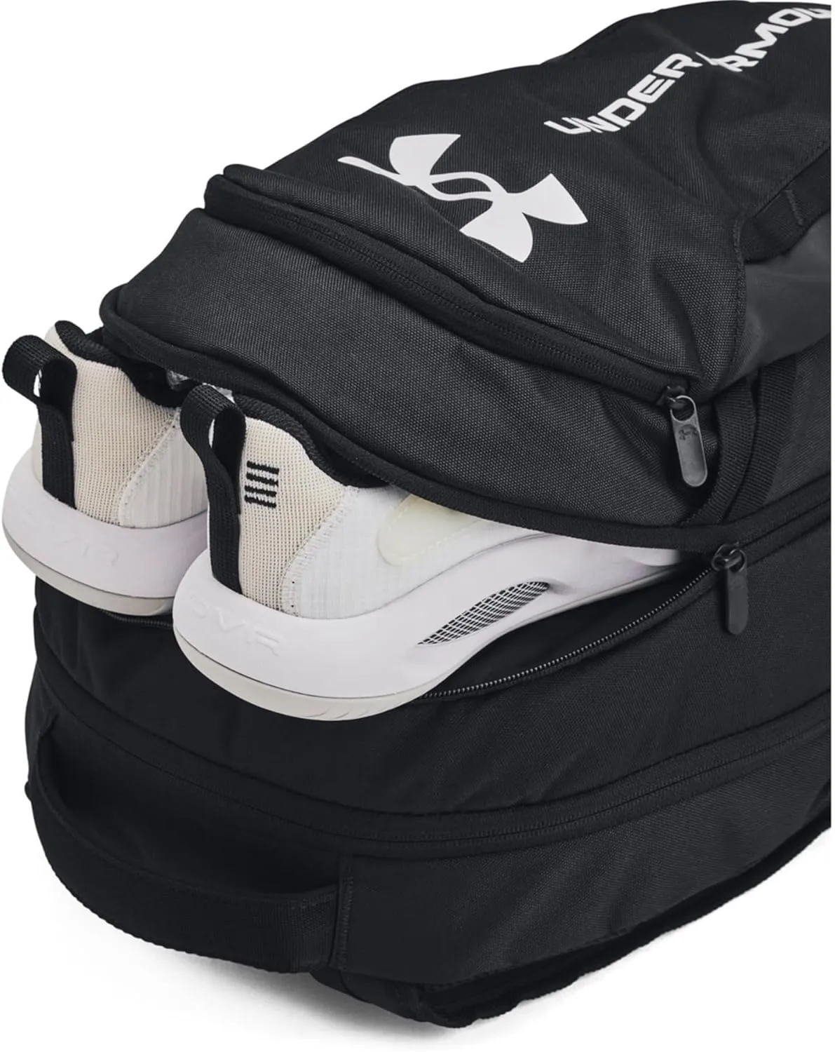 Under Armour Unisex-Adult Hustle 6.0 Backpack, (002) Black/Black/White, One Size Fits Most