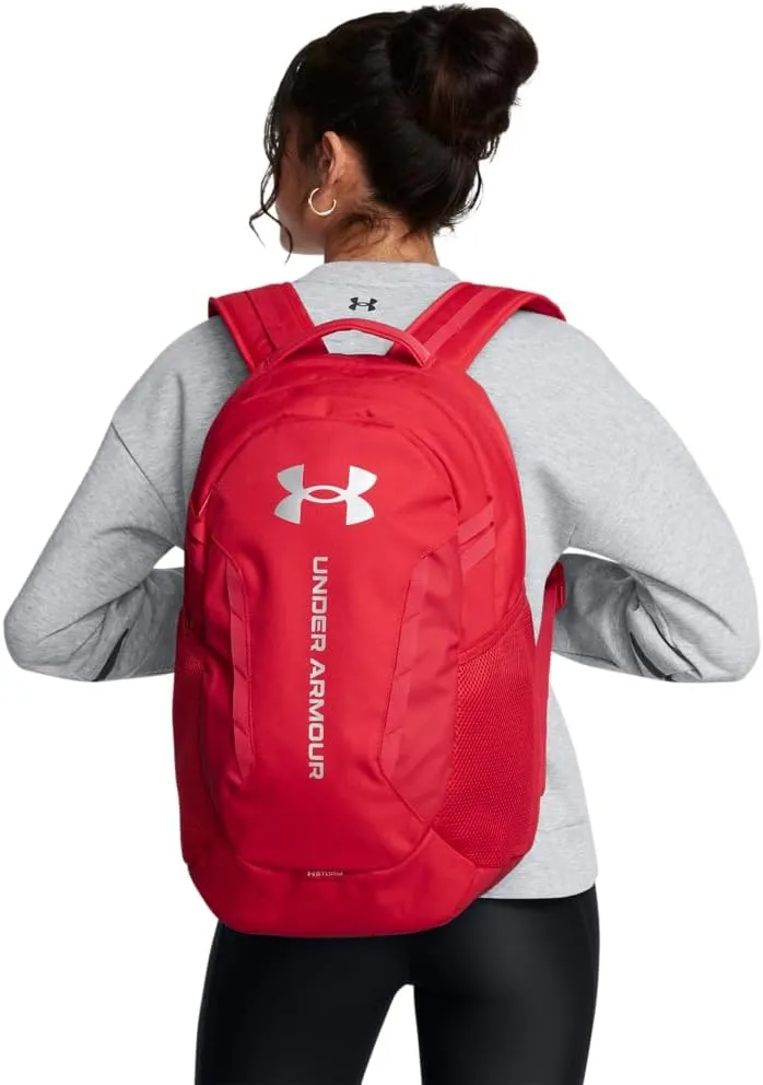 Under Armour Unisex-Adult Hustle 6.0 Backpack, (600) Red/Red/Metallic Silver, One Size Fits Most