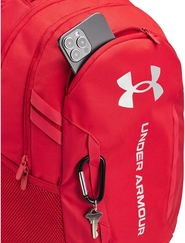 Under Armour Unisex-Adult Hustle 6.0 Backpack, (600) Red/Red/Metallic Silver, One Size Fits Most