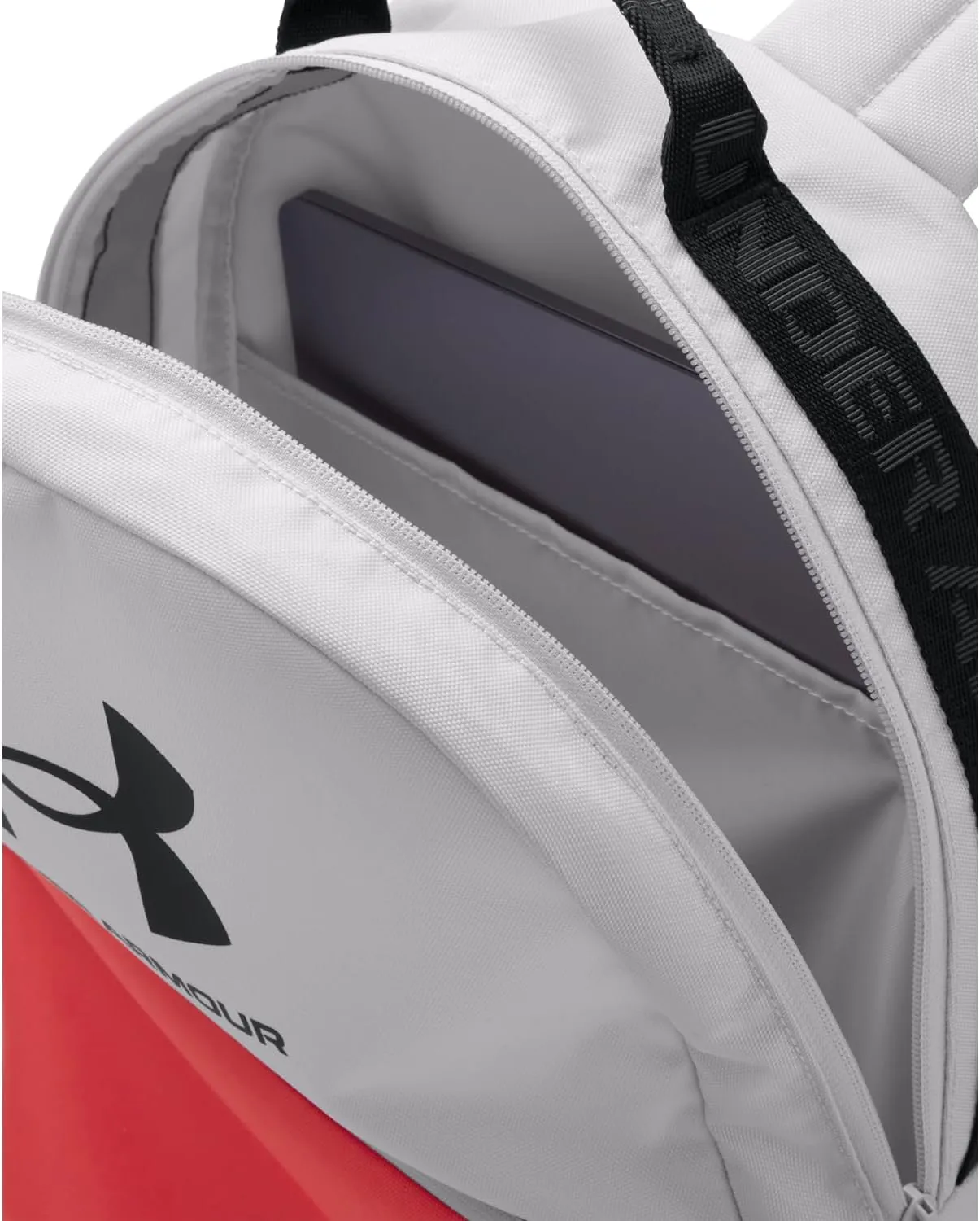 Under Armour Unisex-Adult Loudon Backpack, (014) Halo Gray/Rush Red/Black, One Size Fits Most