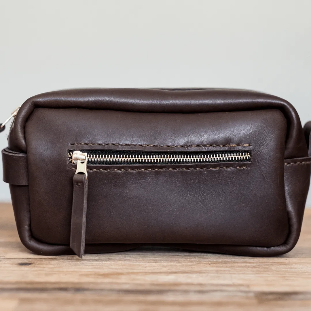 Unisex Genuine Leather Toiletry Bag