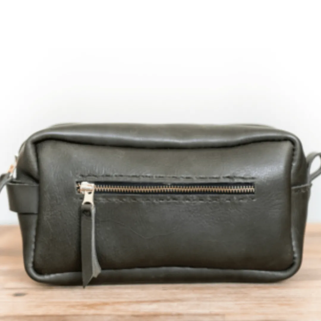 Unisex Genuine Leather Toiletry Bag