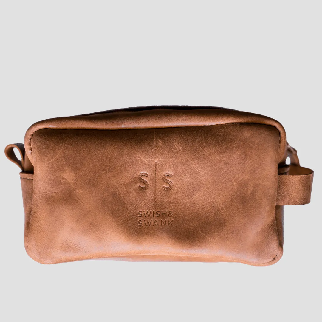 Unisex Genuine Leather Toiletry Bag