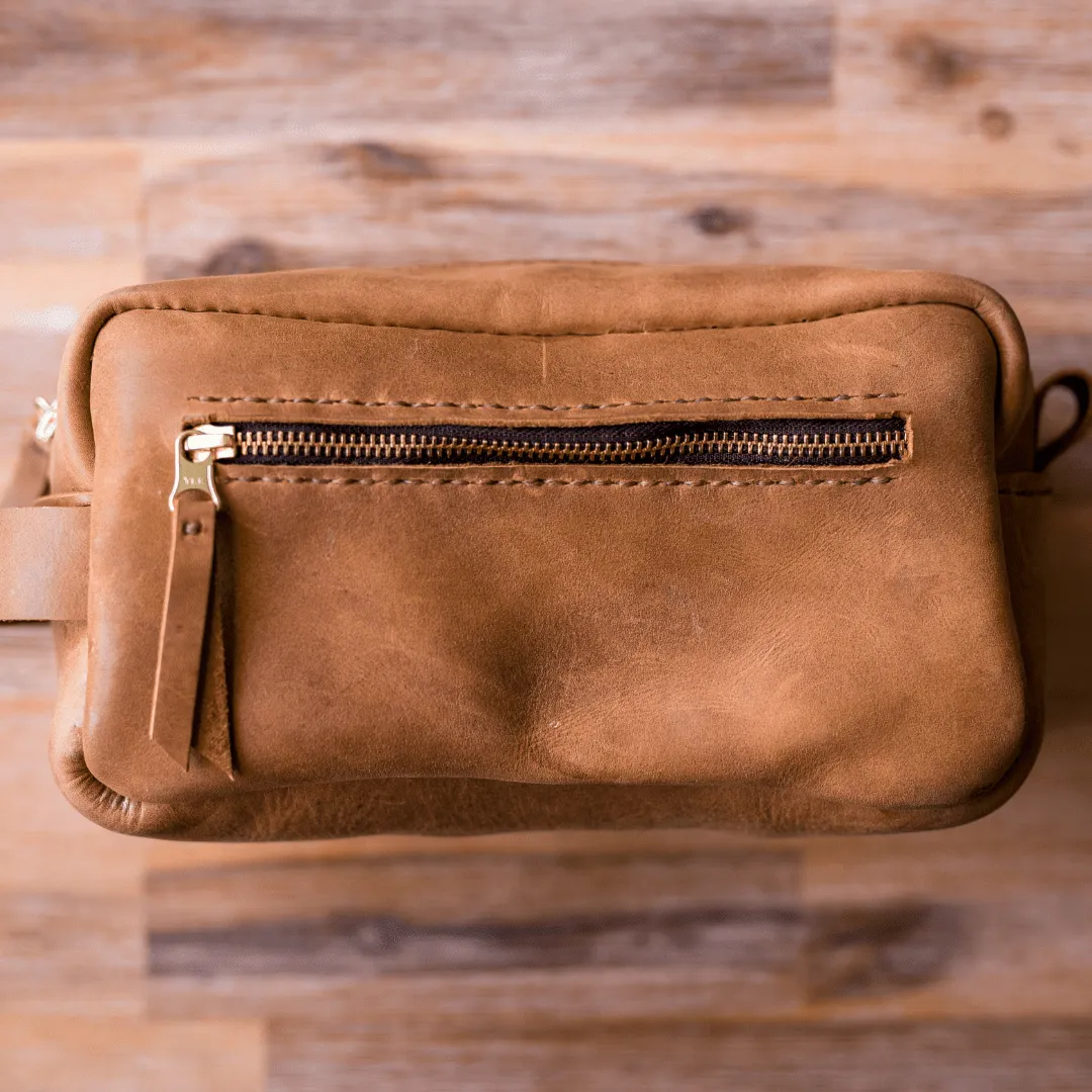 Unisex Genuine Leather Toiletry Bag