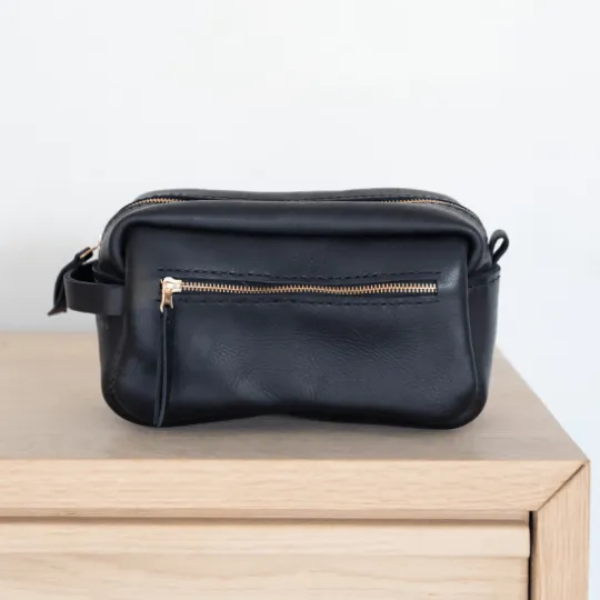 Unisex Genuine Leather Toiletry Bag