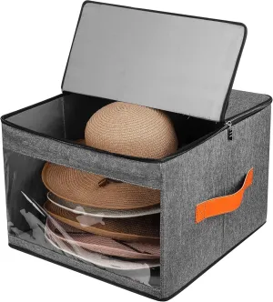 Upgraded Hat Storage Box for Women & Men,Closet Hat Boxes Organizer Bag with Dustproof Lids,Cowboy Hat Box,Hat Carrier Case For Travel