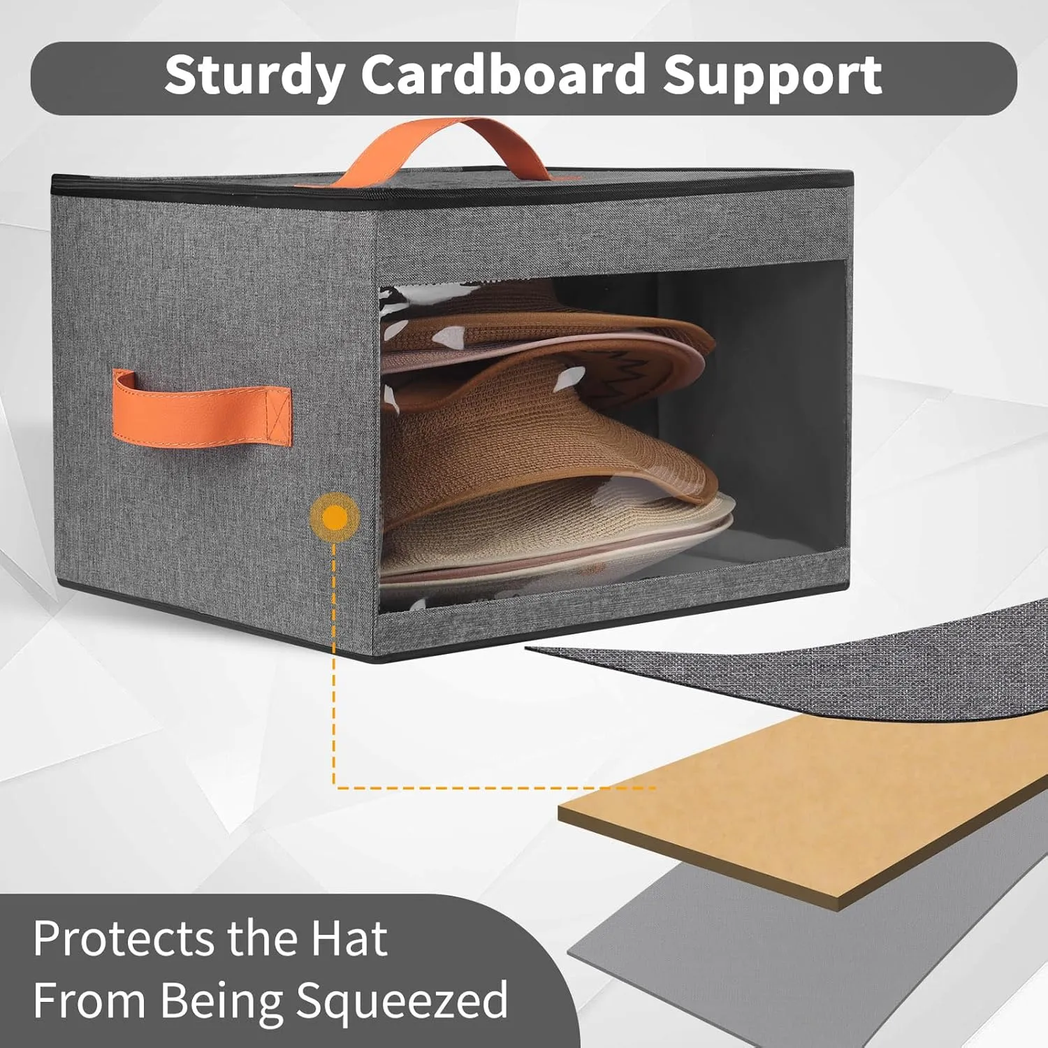 Upgraded Hat Storage Box for Women & Men,Closet Hat Boxes Organizer Bag with Dustproof Lids,Cowboy Hat Box,Hat Carrier Case For Travel