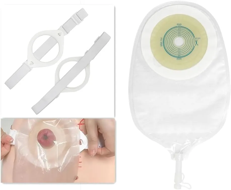Urostomy Bag with Belt Urine Collection Bag 10pcs Ostomy Pouch Ostomy Stoma Bag Belt One-Piece System,Max Cut 1.89"(48mm)