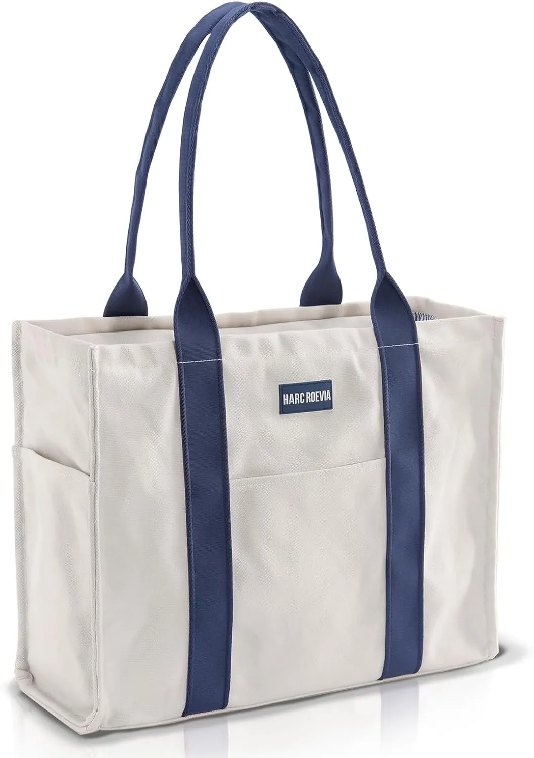 Utility Large Canvas Tote Bag with Compartments.Durable Laptop Bag with Zipper closure,Beach,everyday bag