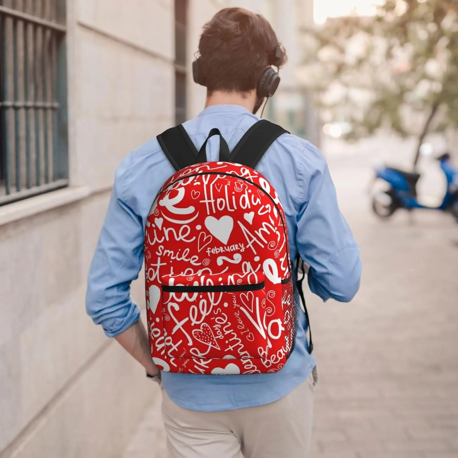 Valentine's Day Love Heart Holiday 17 Inch Backpacks Multipurpose Laptop Backpack Double Shoulder Bag for Men Women Gifts
