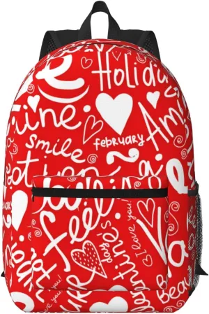 Valentine's Day Love Heart Holiday 17 Inch Backpacks Multipurpose Laptop Backpack Double Shoulder Bag for Men Women Gifts