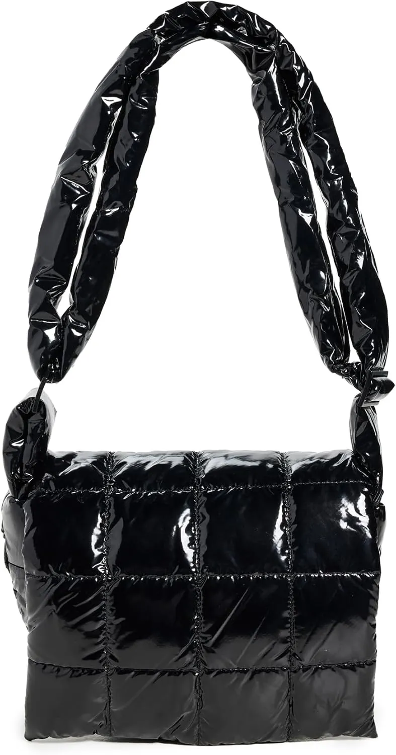 Vee Collective Women's Black Vinyl Porter Messenger Bag, Black Vinyl, One Size