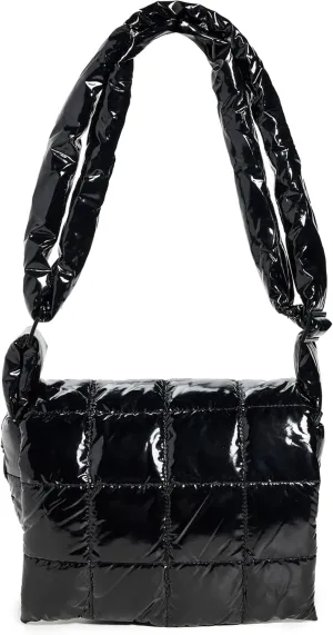 Vee Collective Women's Black Vinyl Porter Messenger Bag, Black Vinyl, One Size