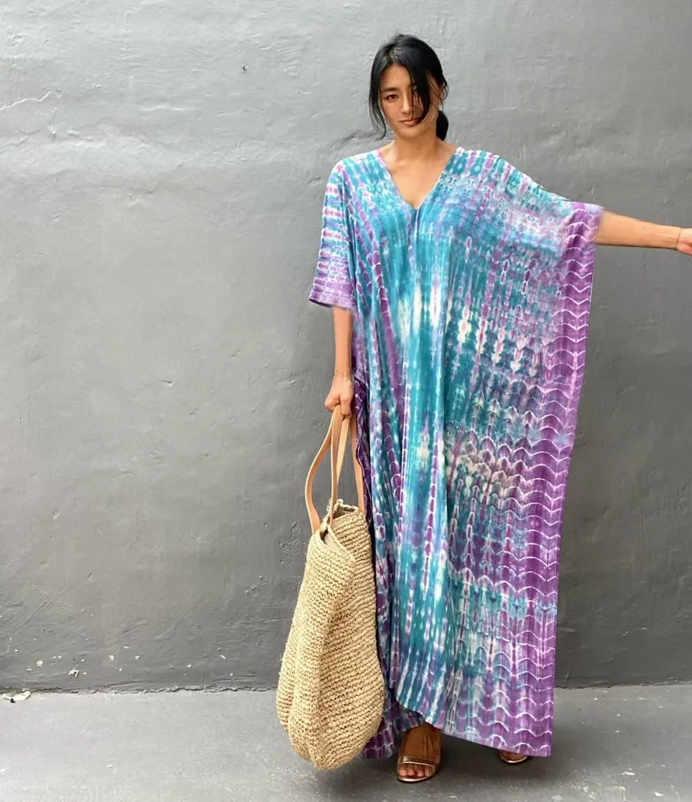 Venasha Womens Caftan Plus Size Kaftans Casual V Neck Caftans Long Soft Beach Maxi Dress for Summer