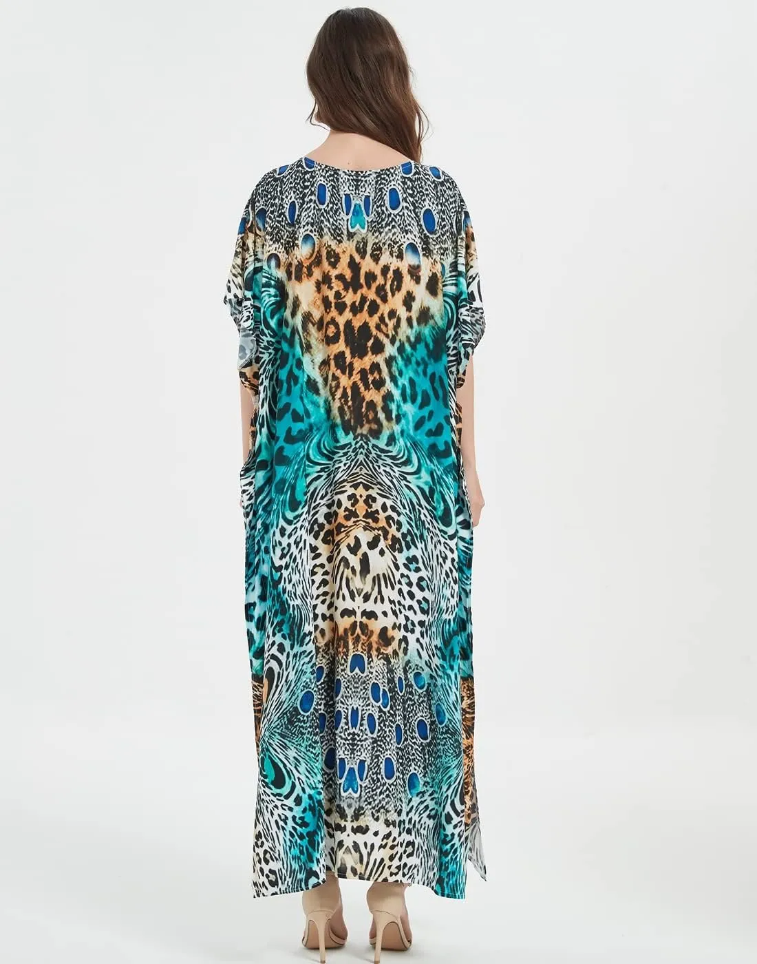 Venasha Womens Caftan Plus Size Kaftans Casual V Neck Caftans Long Soft Beach Maxi Dress for Summer