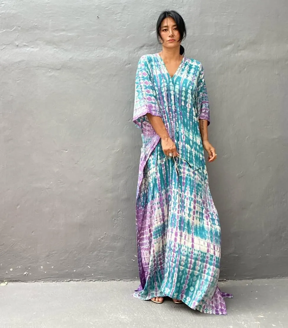 Venasha Womens Caftan Plus Size Kaftans Casual V Neck Caftans Long Soft Beach Maxi Dress for Summer
