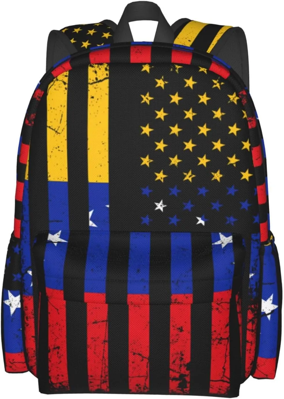 Venezuela American Flag Venezuelan Roots Casual Backpack Large Capacity Travel Backpacks Laptop Daypack Commuter Rucksack Adjustable Strap Sports Bags for Hiking Biking