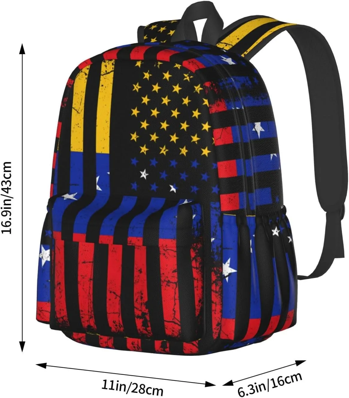 Venezuela American Flag Venezuelan Roots Casual Backpack Large Capacity Travel Backpacks Laptop Daypack Commuter Rucksack Adjustable Strap Sports Bags for Hiking Biking