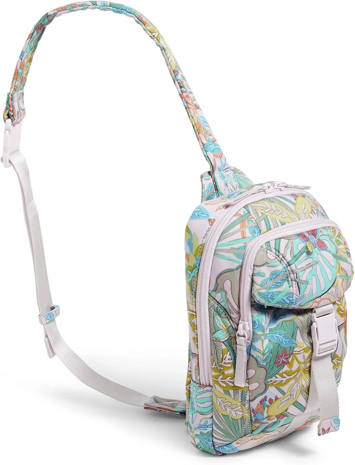 Vera Bradley Women's Cotton Utility Sling Backpack, Rain Forest Canopy - Recycled Cotton, One Size