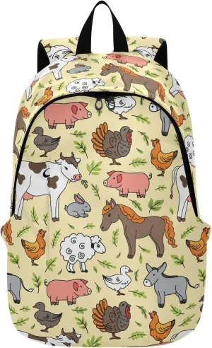 VIGTRO Laptop Backpack Cartoon Farm Livestock Casual Backpack Lightweight for Women Men, Cute Travel Work Business Bag Outdoor Daypack