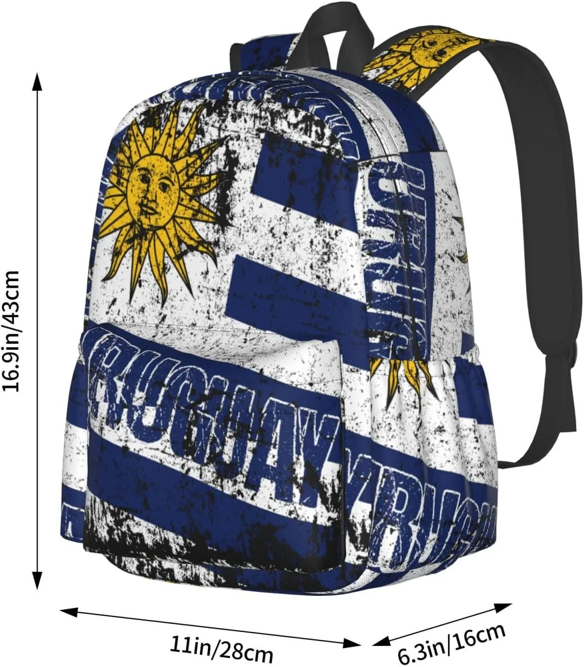 Vintage Uruguay Uruguayan Flag Casual Backpack Large Capacity Travel Backpacks Laptop Daypack Commuter Rucksack Adjustable Strap Sports Bags for Hiking Biking