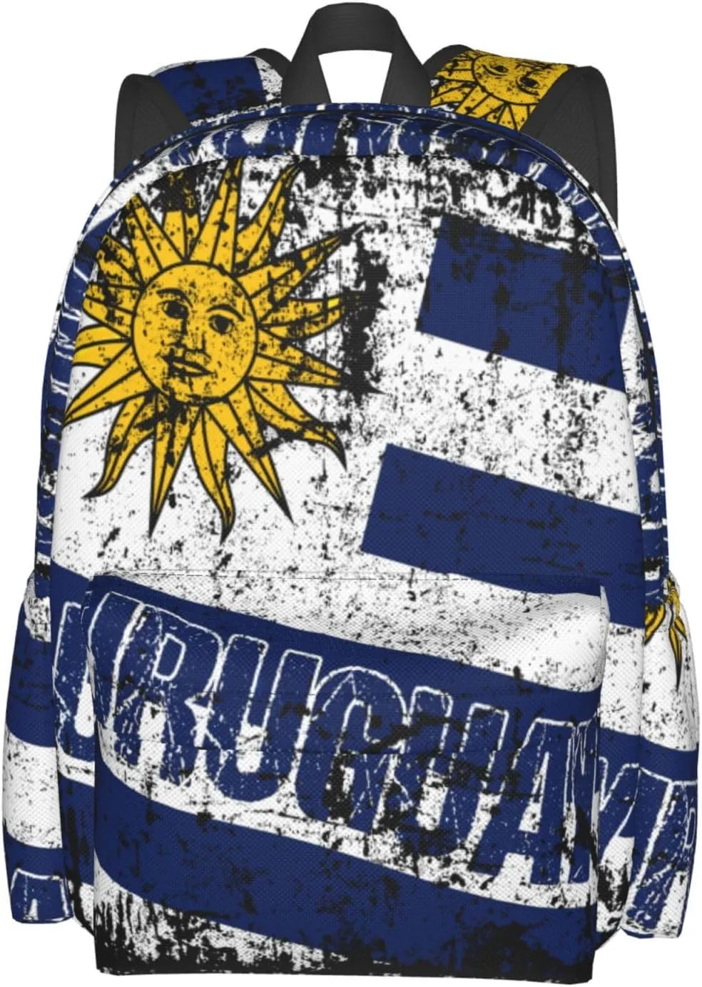 Vintage Uruguay Uruguayan Flag Casual Backpack Large Capacity Travel Backpacks Laptop Daypack Commuter Rucksack Adjustable Strap Sports Bags for Hiking Biking