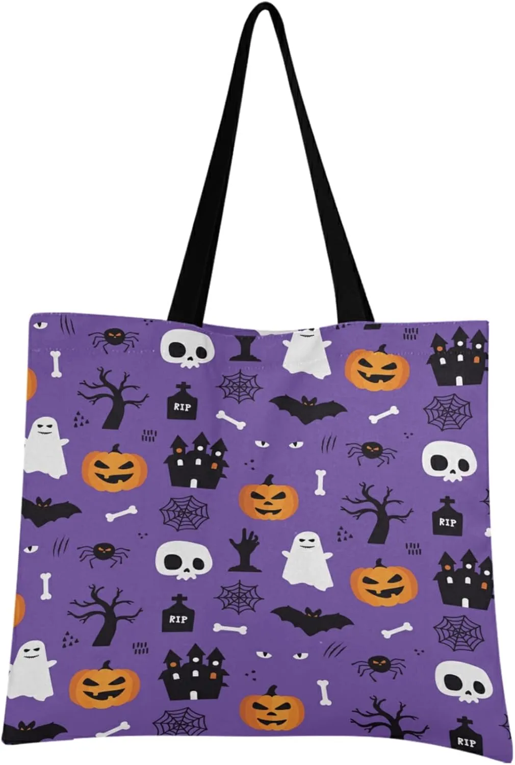 visesunny Women Extra Large Tote Bag Halloween Pumpkin Lantern Ghost Skull Spider Shoulder Bags Ladies Beach Travel Reusable Grocery Shopping Portable Storage Handbag
