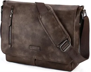 VX VONXURY Messenger Bag for Men, 14 Inch Laptop for Women,Small Canvas Leather Shoulder Bag for Work Bussiness