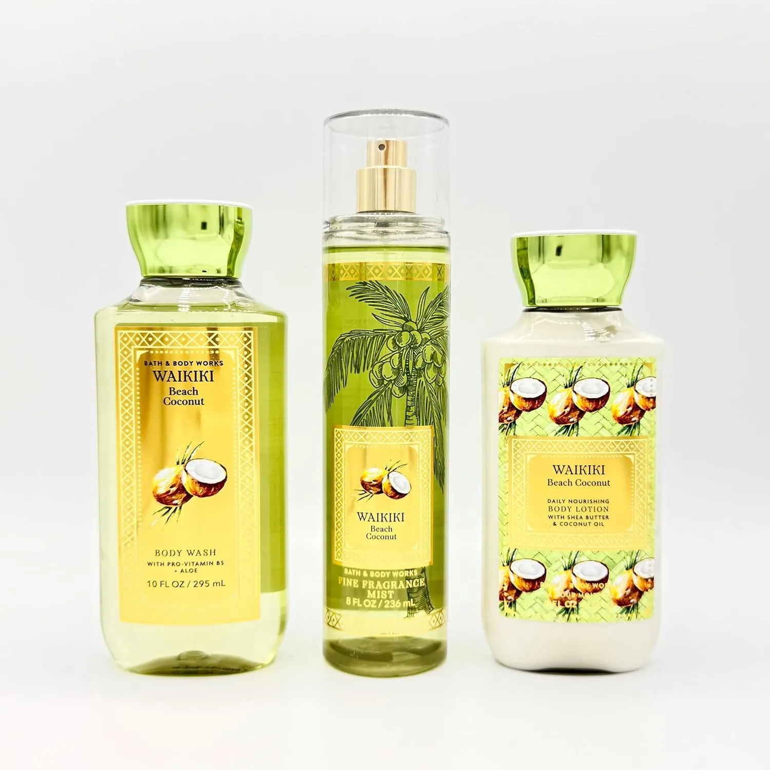 Wai-kiki Beach Coconut 3-Piece Bath Bundle | Body Wash, Fine Fragrance Mist and Daily Nourishing Body Lotion