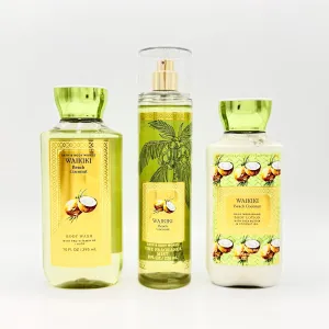 Wai-kiki Beach Coconut 3-Piece Bath Bundle | Body Wash, Fine Fragrance Mist and Daily Nourishing Body Lotion
