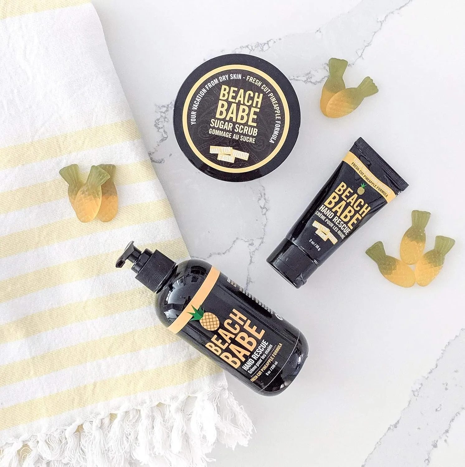 Walton Wood Farm Sugar Scrub (Beach Babe) Fresh-Cut Pineapple Scent Vegan-Friendly and Paraben-Free 8 oz