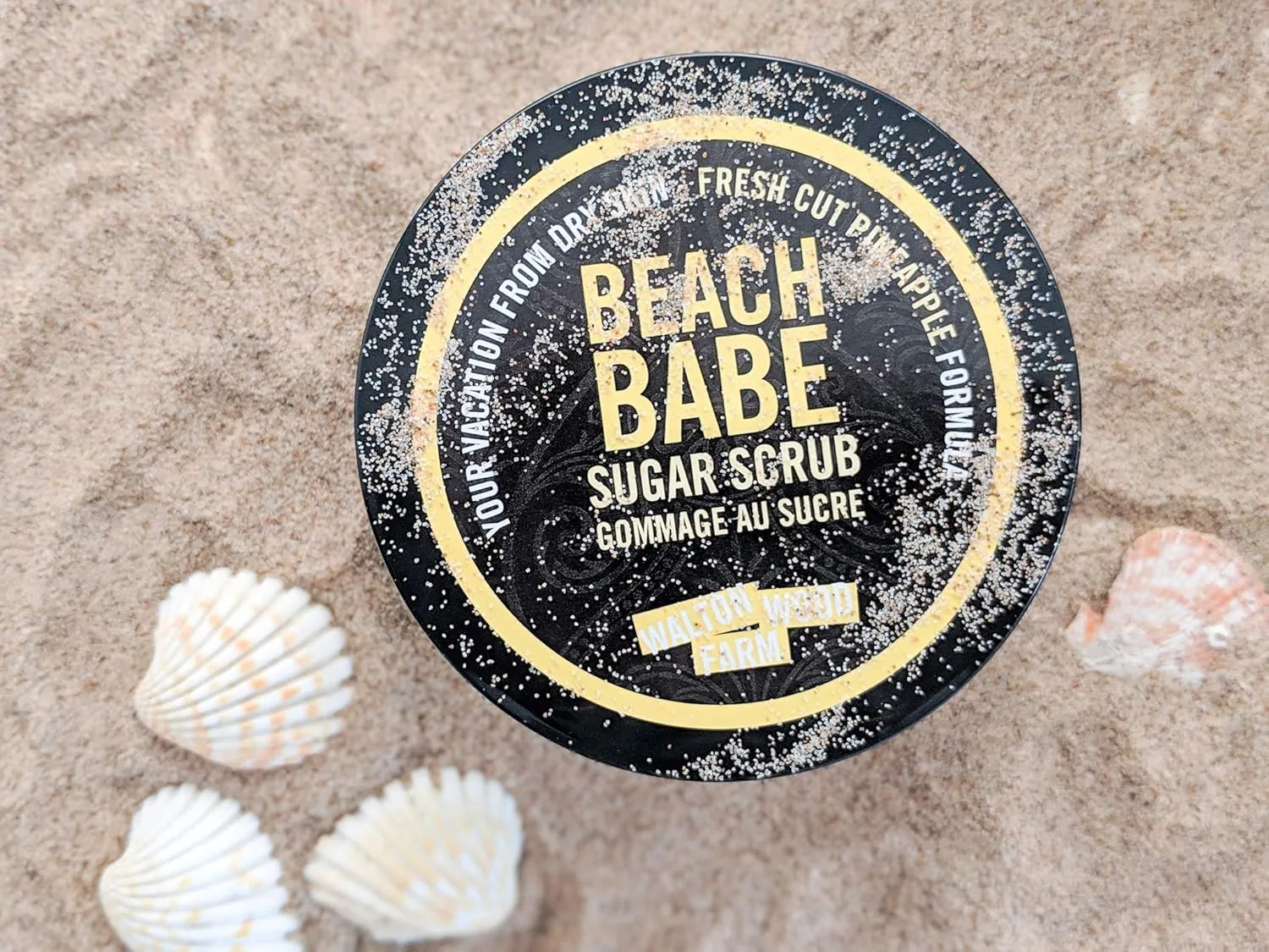Walton Wood Farm Sugar Scrub (Beach Babe) Fresh-Cut Pineapple Scent Vegan-Friendly and Paraben-Free 8 oz