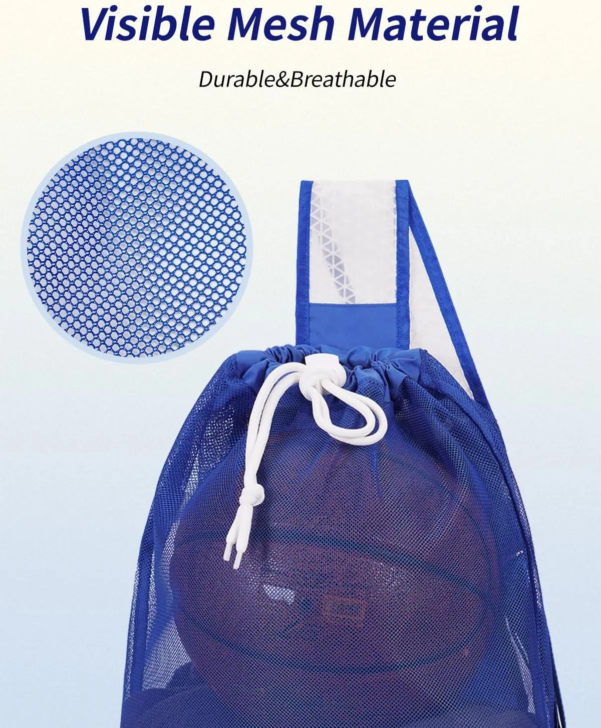 WANDF Swim Bag Foldable Mesh Drawstring Bag with Quick-dry Shoulder Strap Beach Backpack with Wet Pocket for Swimming, Gym, and Workout Gear (Blue Patent Pending)