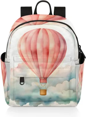Watercolor Hot Air Balloon Mini Backpack Purse for Women Fashion Lightweight Small Backpacks Shoulder Bag for Travel Work Shopping