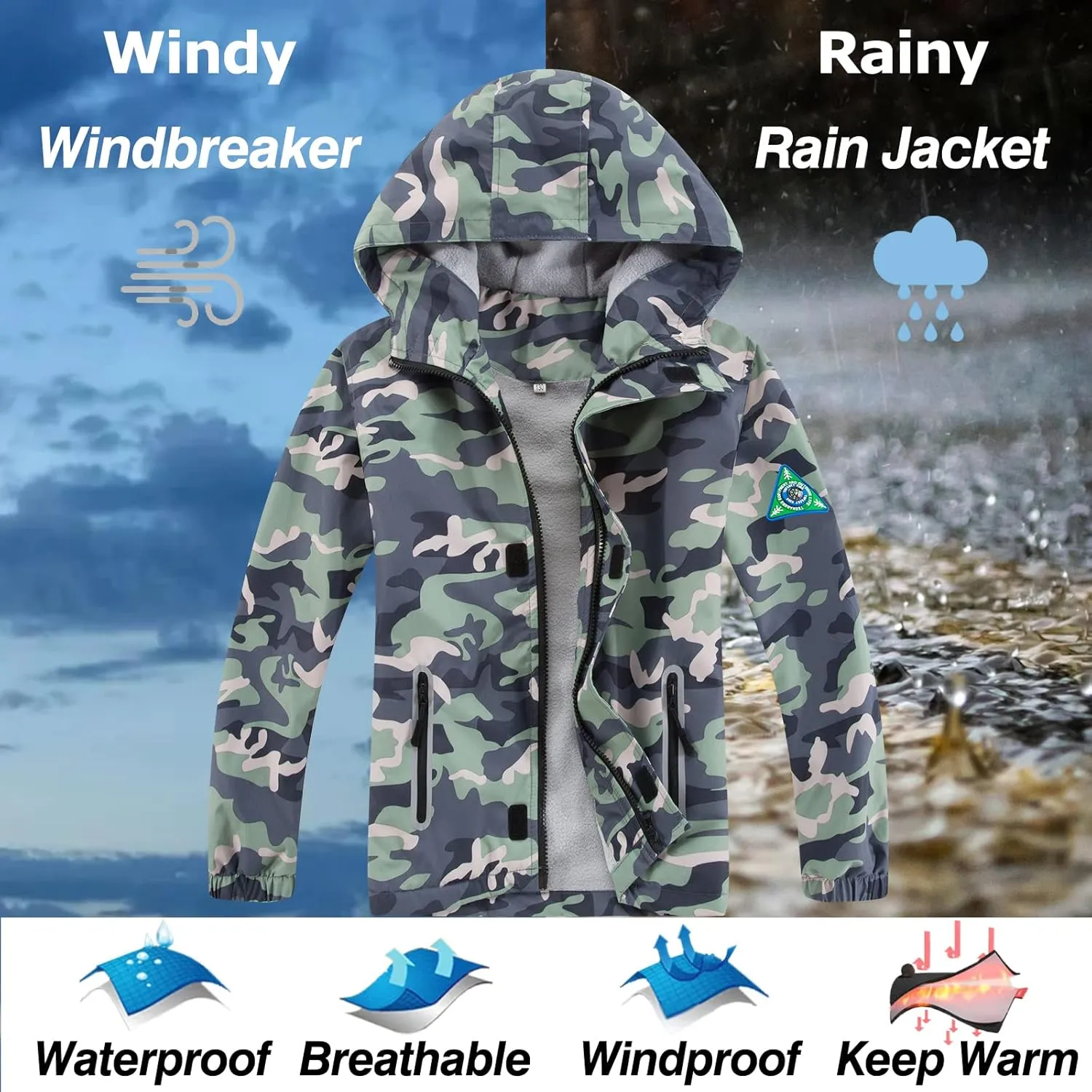 Waterproof Kids Rain Jackets With Hood,Lightweight Toddler Raincoat For Boys Girls，Kids Clothes Windbreaker Jacket