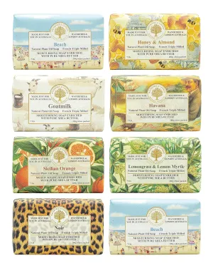Wavertree & London Assorted Favorites 8 Bars Scented Natural Soap Bars, 7oz Each Moisturizing French Triple Milled Soap Bars Enriched with Shea Butter and Pure Plant Oils | All Body & Bath Soap