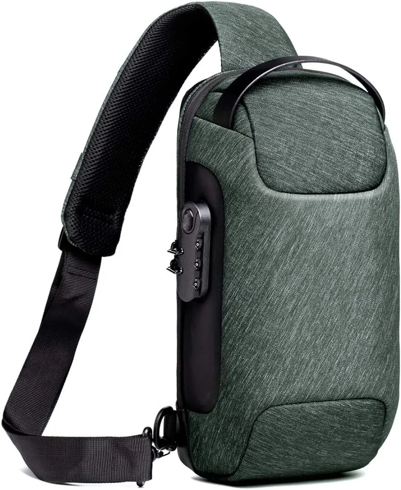 WEIXIER Anti Theft Sling Bag Shoulder Crossbody Backpack Waterproof Chest Bag with USB,Green