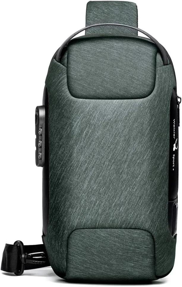 WEIXIER Anti Theft Sling Bag Shoulder Crossbody Backpack Waterproof Chest Bag with USB,Green