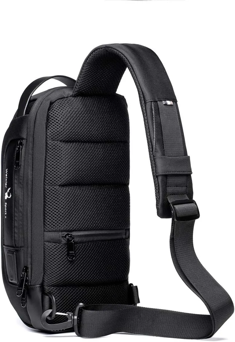 WEIXIER Anti Theft Sling Bag Shoulder Crossbody Backpack Waterproof Chest Bag with USB,Green