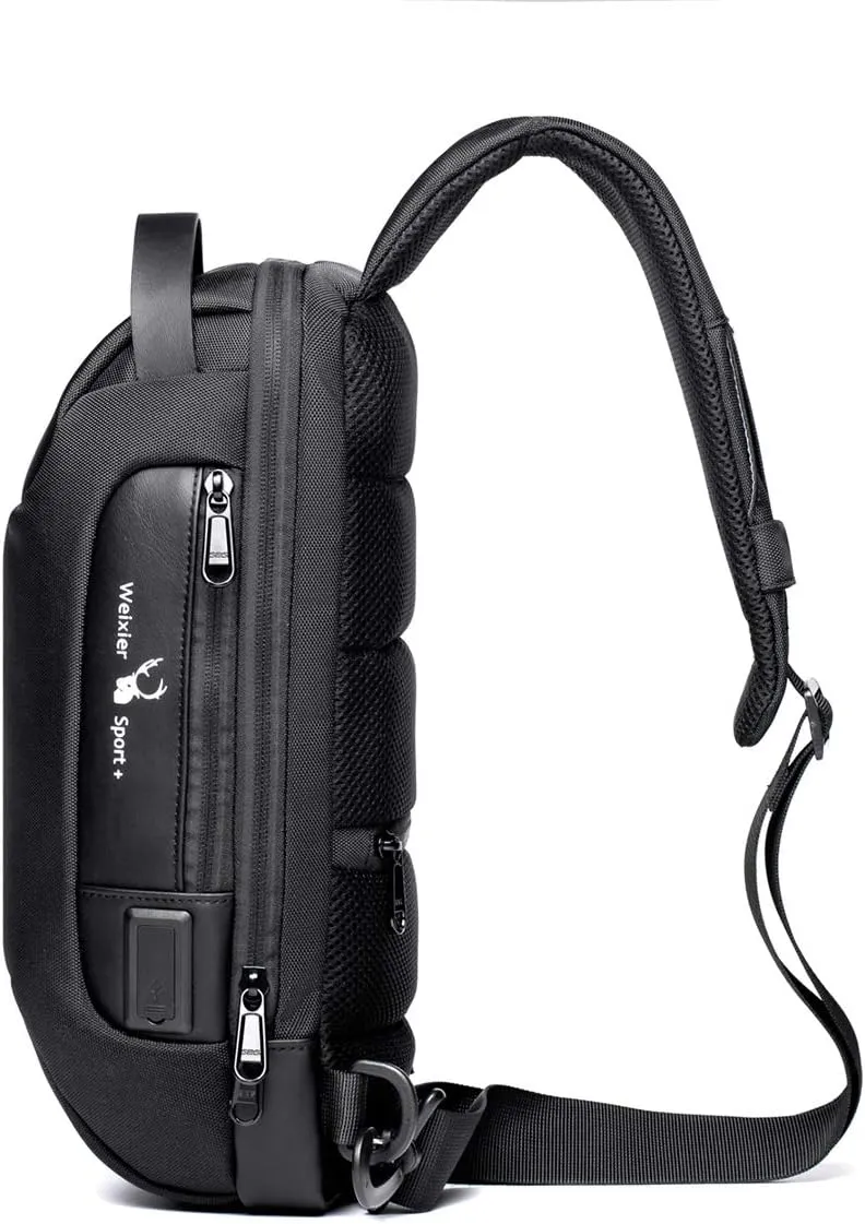WEIXIER Anti Theft Sling Bag Shoulder Crossbody Backpack Waterproof Chest Bag with USB,Green