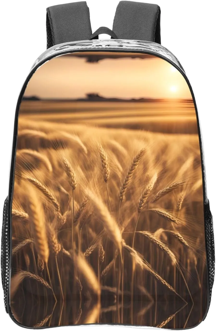 Wheat Field Print LargeTransparent Backpack Functional Clear PVC Bag Suitable Stadium Events Travel