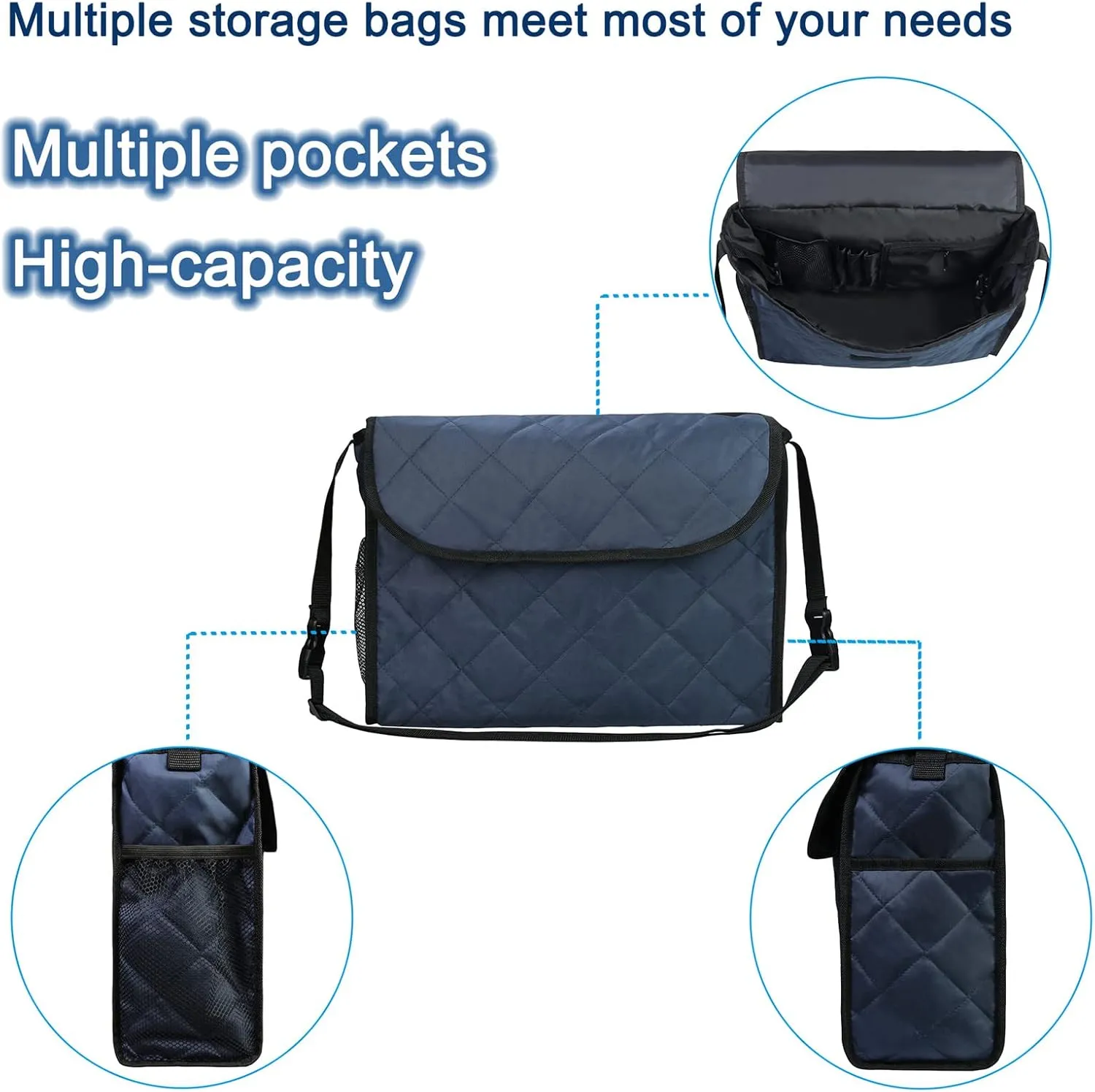Wheelchair Bag Wheelchair Backpack Bag Wheel Chair Storage Tote Accessory Waterproof Travel Messenger Backpack for Men, Women, Handicap, Elderly and Storage Travel Items (Black)