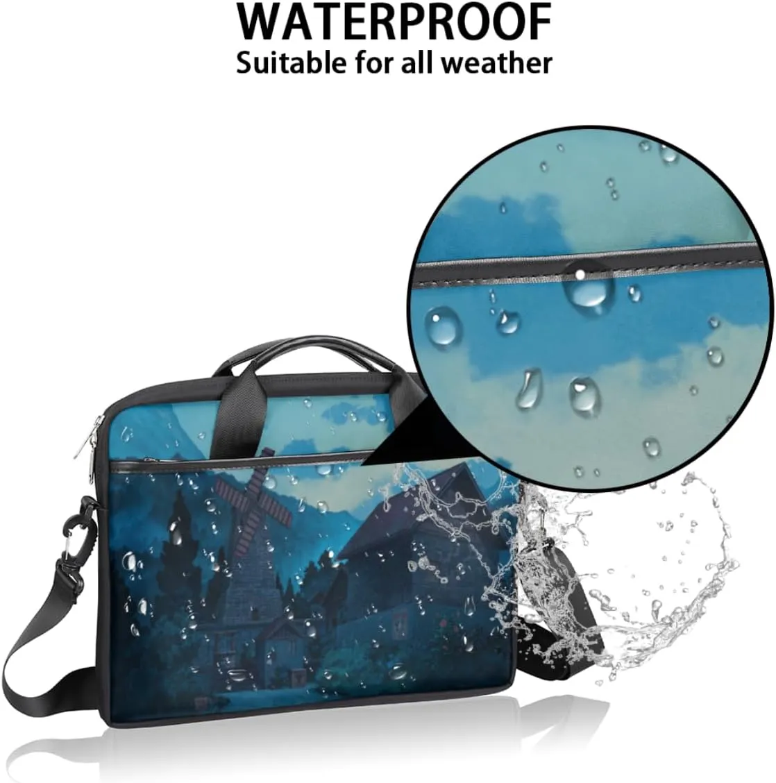 White Town Laptop Bag for Men Women 13-15 Inch Case Bags Sleeve Shoulder with Anti Slip Removable The Pad Straps