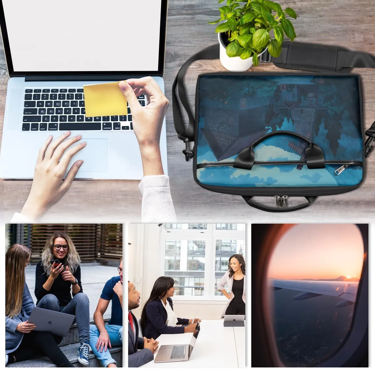 White Town Laptop Bag for Men Women 13-15 Inch Case Bags Sleeve Shoulder with Anti Slip Removable The Pad Straps