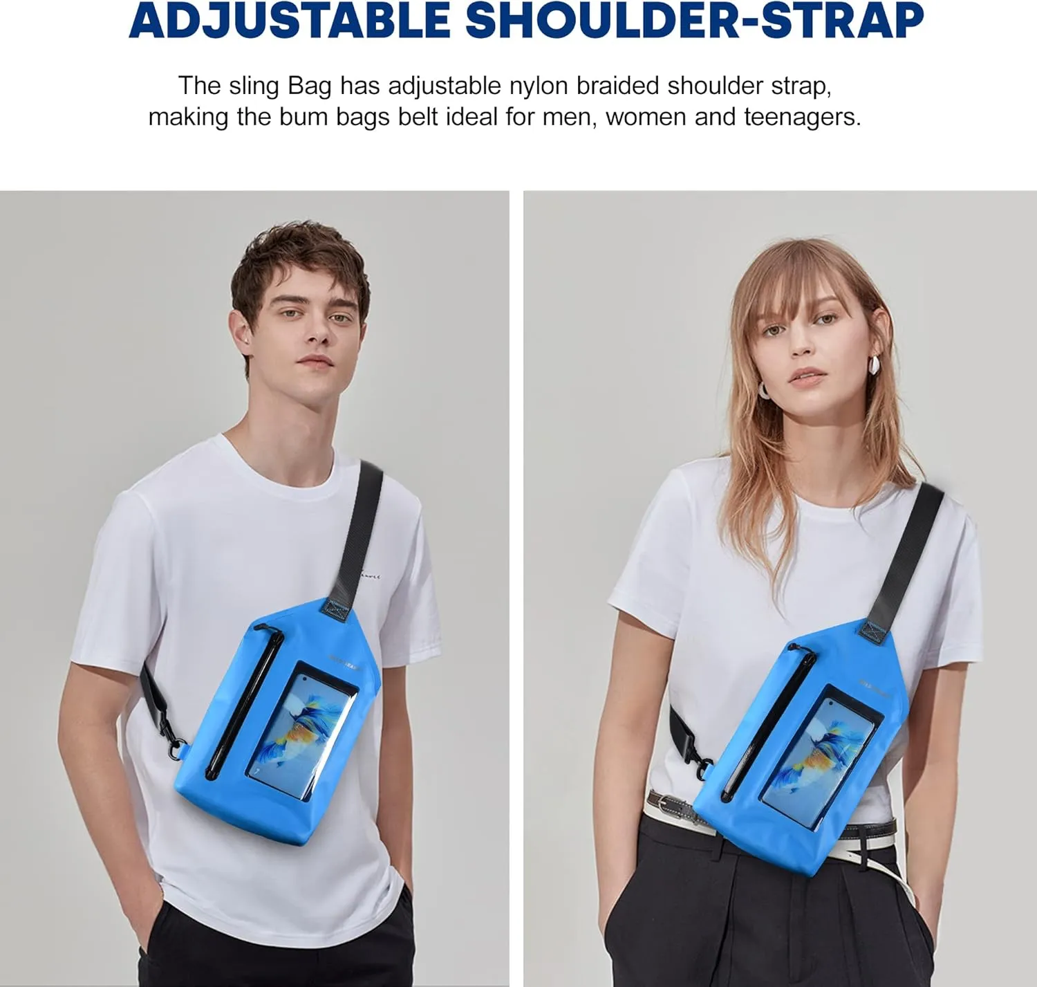 WILD HEART Waterproof Chest Sling Bag Pouch Fashion Diving Swimming Pool Beach Underwater Pouch Case Fully Waterproof Sea Fishing Diving Large Capacity Lightweight Bag