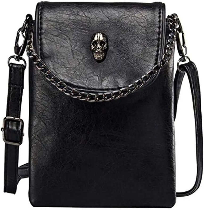 WITERY Small Crossbody Cell Phone Purse Gothic Leather Bag Shoulder Travel Purse