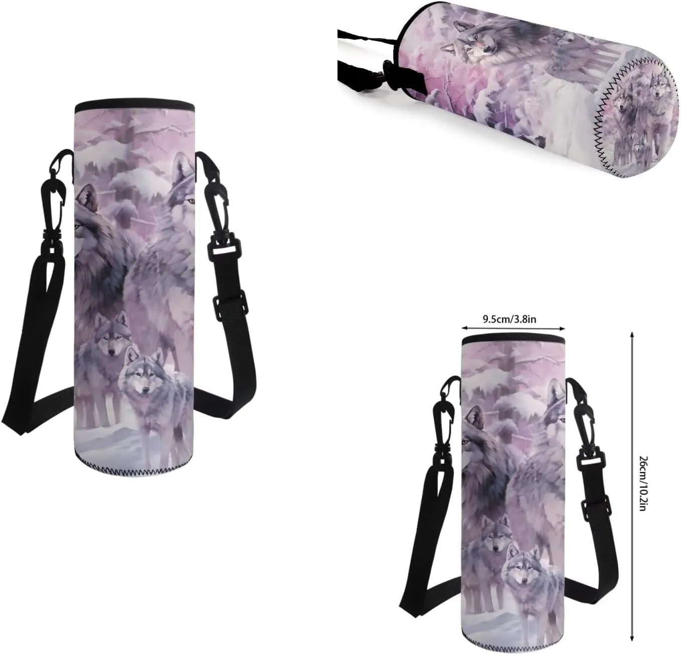 Wolf Bookbags for 6th Grade Boys Kids Backpack and Lunch Box Set Cool School Backpacks for Teens with Water Bottle Sleeve Casual Travel Daypack Elementary School Backpack for Boys