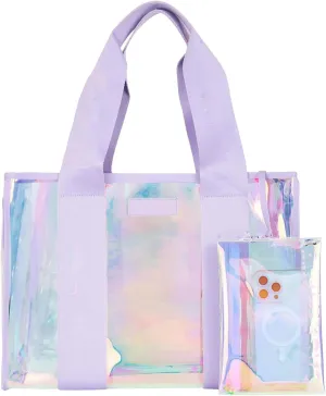 Women Clear Jelly Tote Bag,2 in 1 tote bag,Transparent Crossbody PVC Beach Bag,for Beach Stadium Concerts