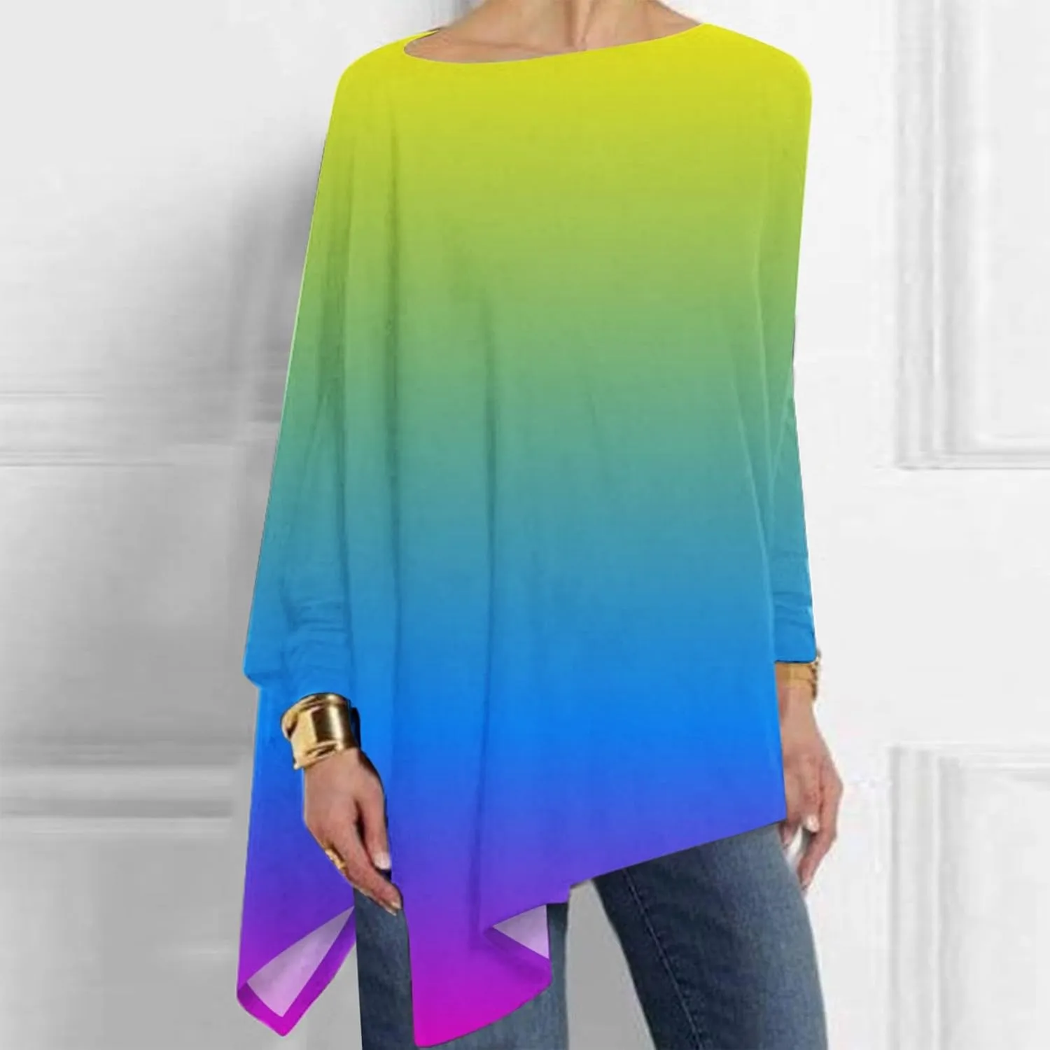 Women Cotton Linen Tshirt Tops, Trendy Plus Size Casual Blouse High Low Round Neck Tunic Tees Long Sleeves Blouses