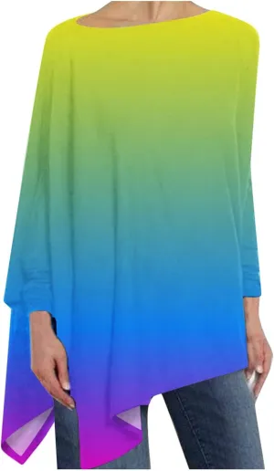 Women Cotton Linen Tshirt Tops, Trendy Plus Size Casual Blouse High Low Round Neck Tunic Tees Long Sleeves Blouses